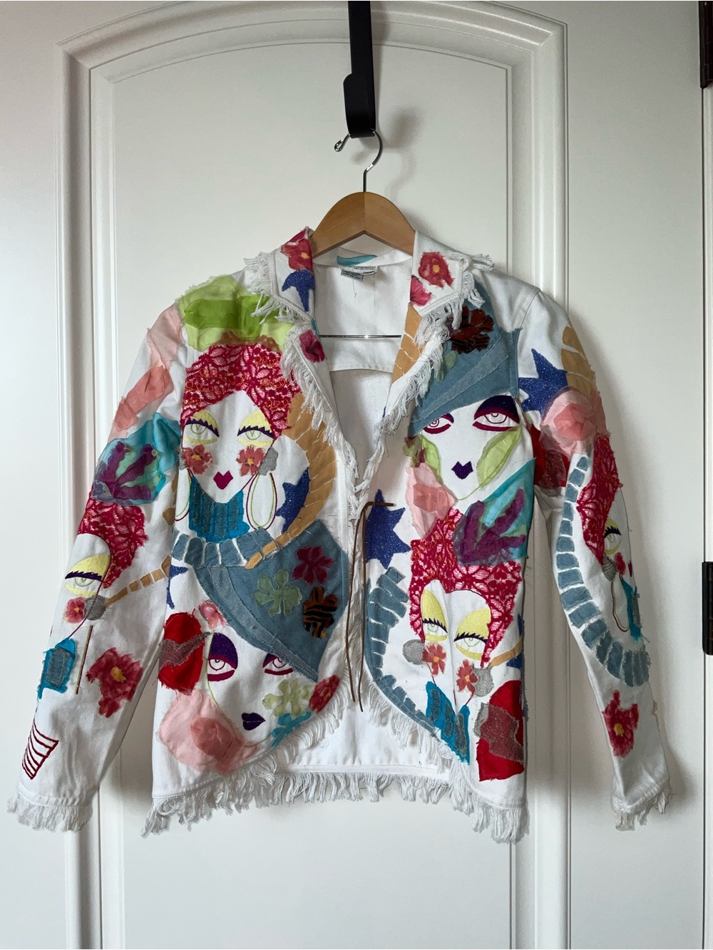 Artisan White Embroidered Patchwork Denim Jacket